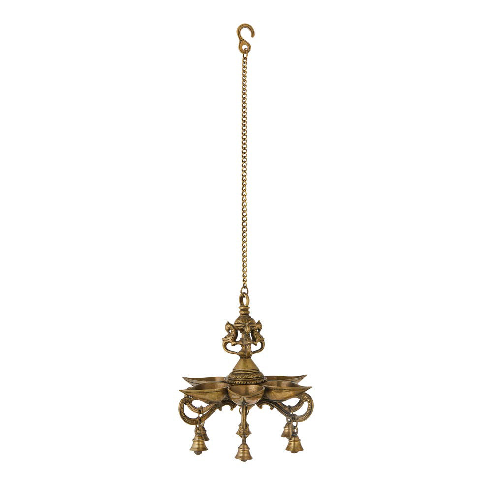 Antique Brass Hanging Bird Oil Lamp Diya - Timeless Elegance for Your Home