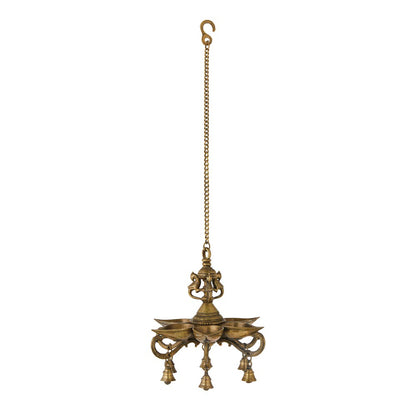 Antique Brass Hanging Bird Oil Lamp Diya - Timeless Elegance for Your Home