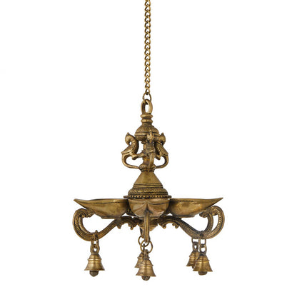 Antique Brass Hanging Bird Oil Lamp Diya - Timeless Elegance for Your Home