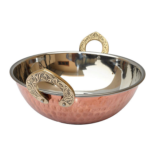 Premium Copper-Steel Kadai with Brass Handle