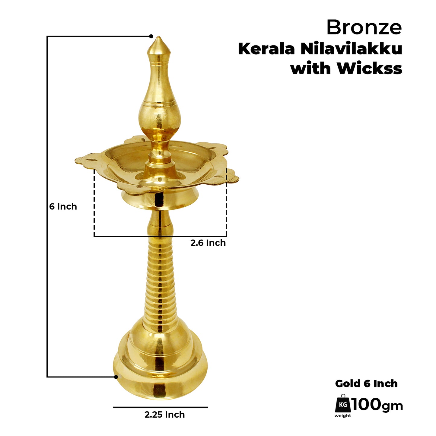 Bronze Kerala Nilavilakku with Wicks