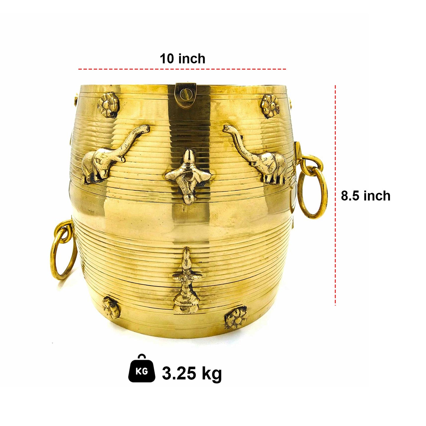 Brass Para: Authentic Kerala Measuring Vessel for Rituals and Home Decor with designs