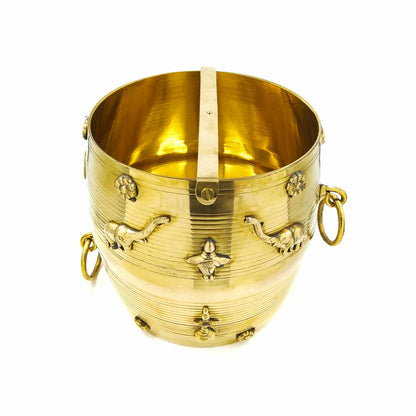 Brass Para: Authentic Kerala Measuring Vessel for Rituals and Home Decor with designs