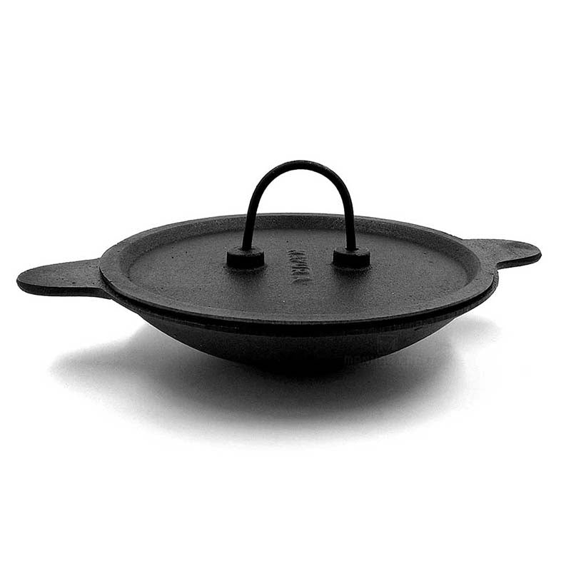 Cast Iron AppaChatti with Lid / Appam pan / Appam Patra / Kallu (Pre Seasoned, Standard Size)