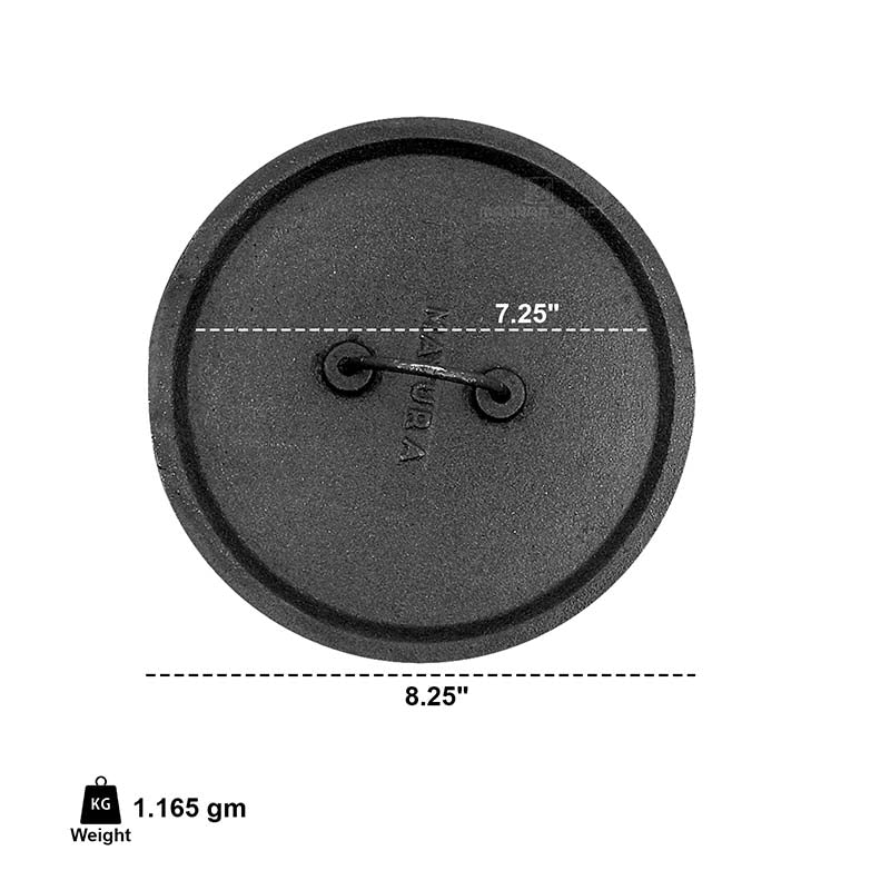 Cast Iron AppaChatti with Lid / Appam pan / Appam Patra / Kallu (Pre Seasoned, Standard Size)