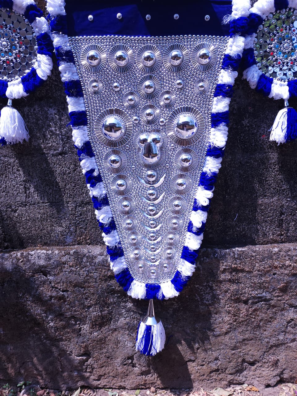 Hand Made Nettipattam (Blue) With Silver Work-Elephant Caparison (blue)