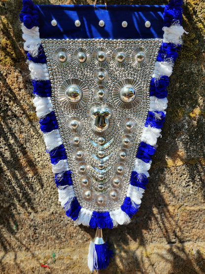 Hand Made Nettipattam (Blue) With Silver Work-Elephant Caparison (blue)