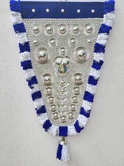 Hand Made Nettipattam (Blue) With Silver Work-Elephant Caparison (blue)