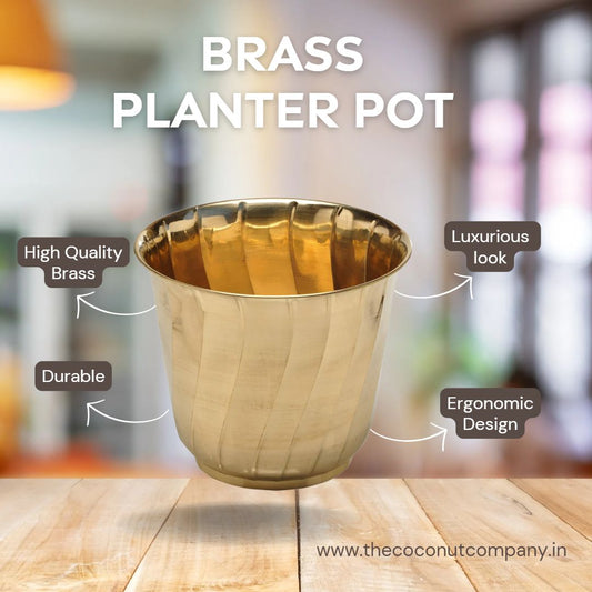 Round Brass Planter Pot - home decor