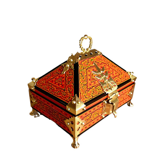 Nettoor Petti with orange mural paint – Mahagoni Amadapetti, Jewel Box