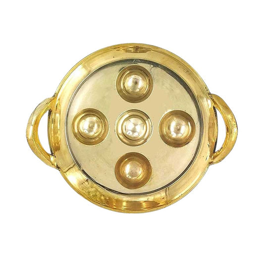 Bronze Paniyaram Pan ( Polished ) - Authentic Unniyappam Chatti for Perfect Ponganalu - Paddu - 5 moulds