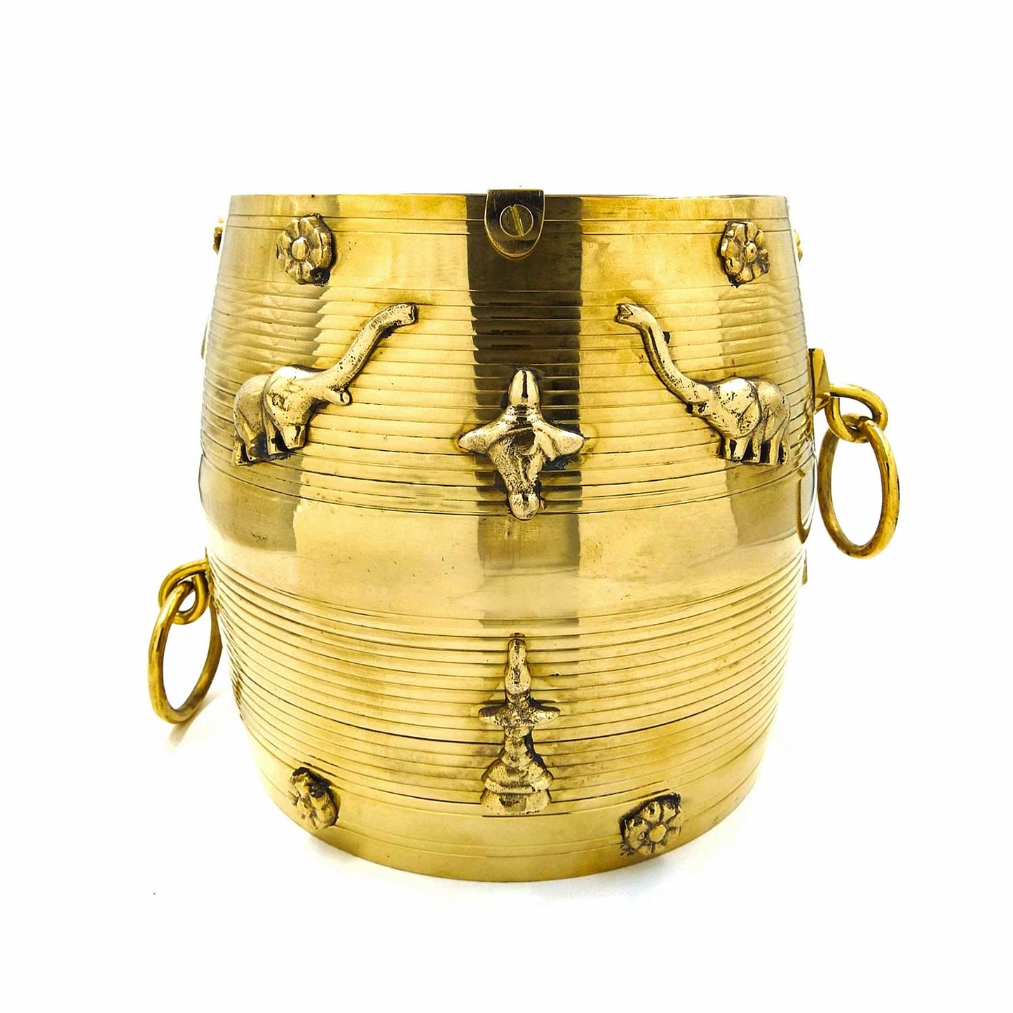 Brass Para: Authentic Kerala Measuring Vessel for Rituals and Home Decor with designs